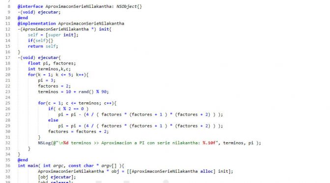 POO + Objective C (aproximacion de la serie matematica nilakantha)