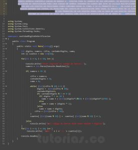 programacion en c#: cantidad digito de verificacion