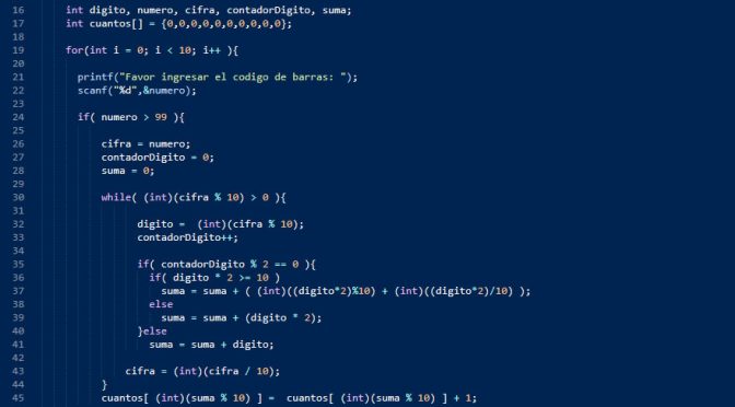 programacion en turbo C: cantidad digito de verificacion