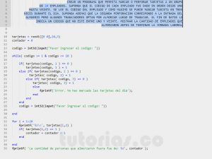 programacion en matLab: consulta salidas tarjetas perforadas