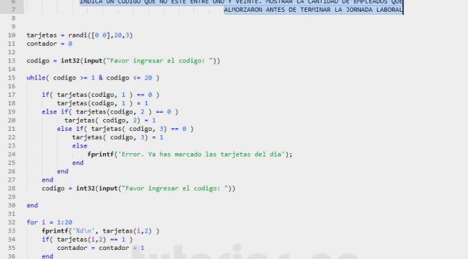 programacion en matLab: consulta salidas tarjetas perforadas