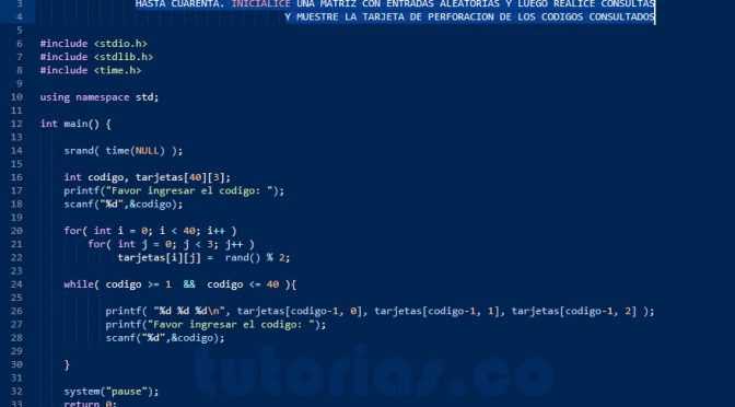 programacion en turbo C: consulta tarjeta de perforacion