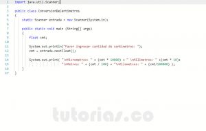 programacion en java: conversion de centimetros