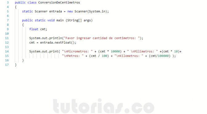 operadores – java (conversion de centimetros)