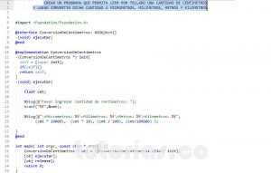 programacion en objective C: conversion de centimetros