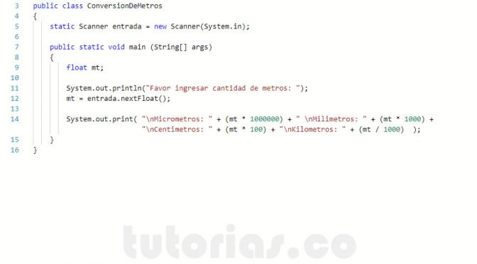 programacion en java: conversion de metros