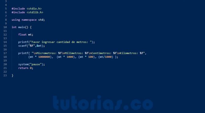 operadores – turbo C (conversion de Metros)