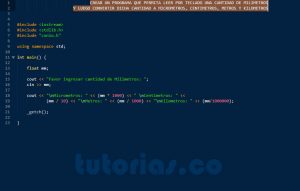 programacion en C++: conversion de milimetros