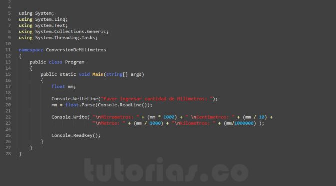 operadores – visualStudio c# (conversion de Milimetros)