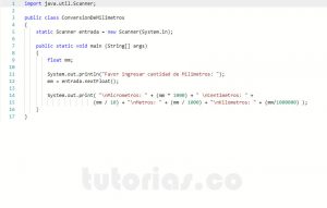 programacion en java: conversion de milimetros