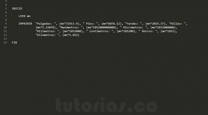 programacion en pseudocodigo: conversion de millas nauticas