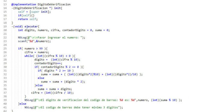 POO + Objective C (el digito de verificacion)