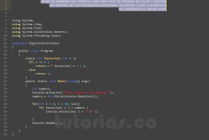 programacion en C#: digitos de factoriales validos