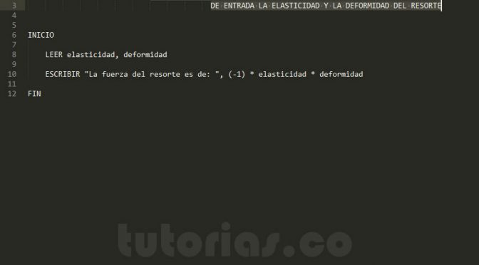 programacion en pseudocodigo: ley de hooke