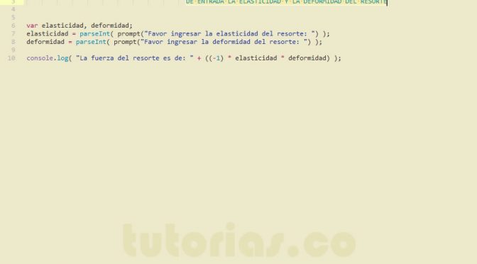 programacion en javascript: ley de hooke