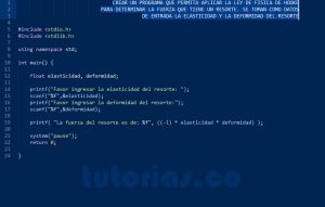 programacion en turbo C: ley de hooke