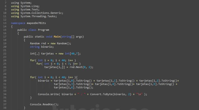 arrays – visualStudio c# (mapeo de 7 bits)