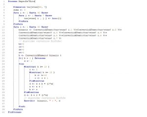 programacion en pseint: mapeo de 7 bits