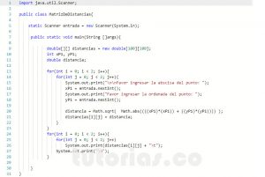 programacion en java: matriz de distancias