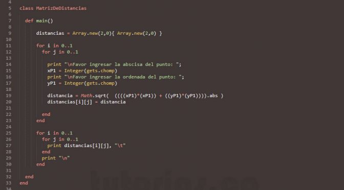 POO + ruby (matriz de distancias)