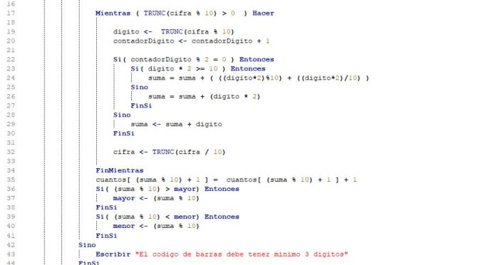 programacion en pseint: mayor y menor digito de verificacion