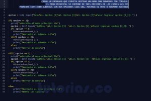 programacion en python: menu y submenu por consola