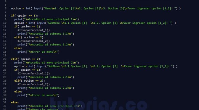 Sentencia If Else Python Menu Y Submenu Por Consola Tutorias Co