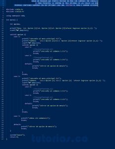 programacion en turbo C: menu y submenu por consola