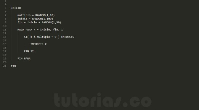 programacion en pseudocodigo: multiplo aleatorio entre un rango