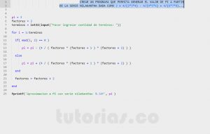 programacion en matLab: serie matematica nilakantha