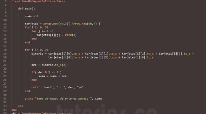 POO + ruby (suma de mapeo de enteros pares)
