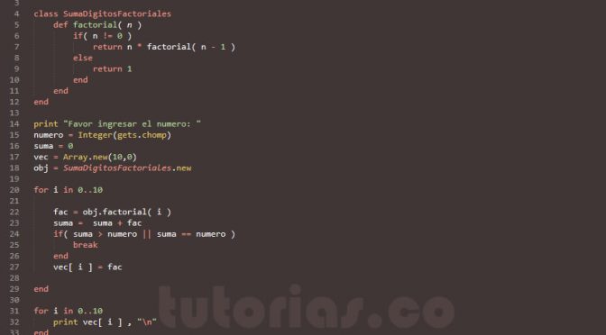 programacion en ruby: suma digitos factoriales