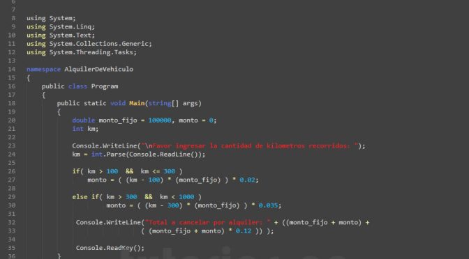 programacion en c#: alquiler de vehiculo