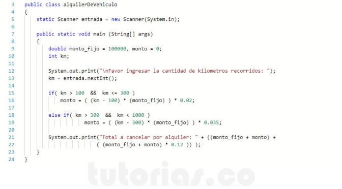 programacion en java: alquiler de vehiculo