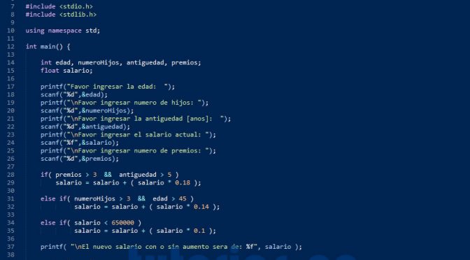 programacion en turbo C: aumento sueldo trabajador