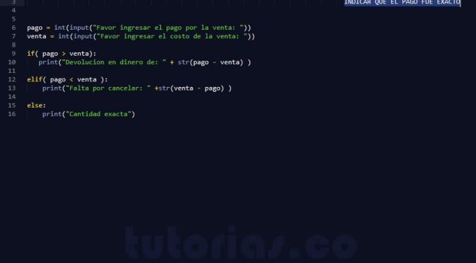 sentencia if-else – python (cambio en dinero por compra)