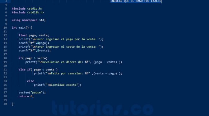 sentencia if-else – turbo C (cambio en dinero por compra)