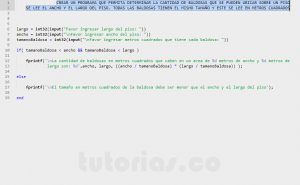 programacion en matLab: cantidad de baldosas sobre el piso