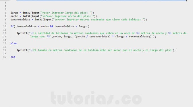 programacion en matLab: cantidad de baldosas sobre el piso