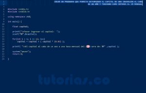 programacion en turbo C: capital en un banco