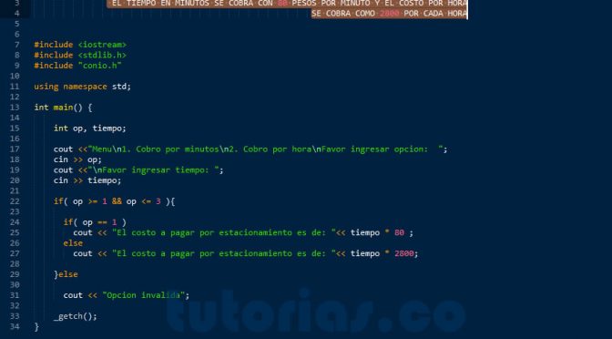 sentencia if-else – visual C++ (cobro por estacionamiento)