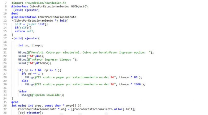 POO + Objective C  (cobro por estacionamiento)
