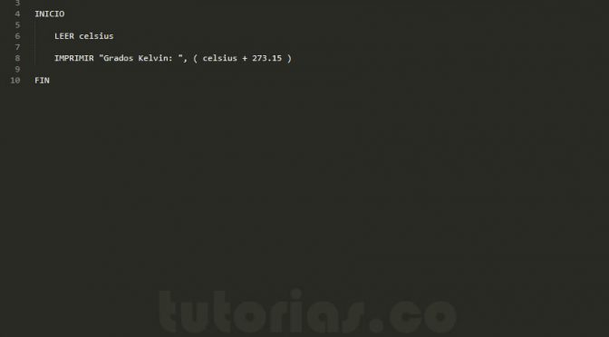 programacion en pseudocodigo: conversion grados celsius a kelvin