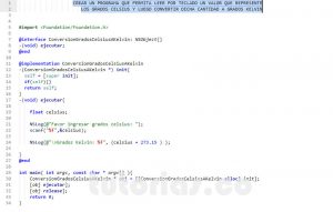 programacion en objective C: conversion grados celsius a kelvin