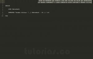 programacion en pseudocodigo: convertir grados fahrenheit a celsius