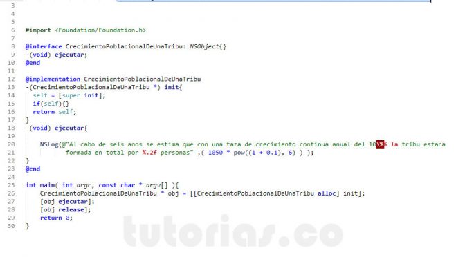 programacion en objective C: crecimiento poblacional de una tribu