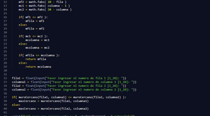 programacion en python: el punto mas cercano al muro de un laberinto