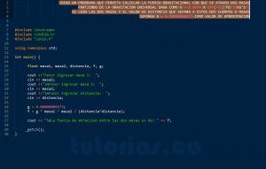programacion en C++: fuerza de atracción gravitacional