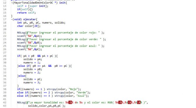 POO + Objective C (mayor tonalidad de un color)