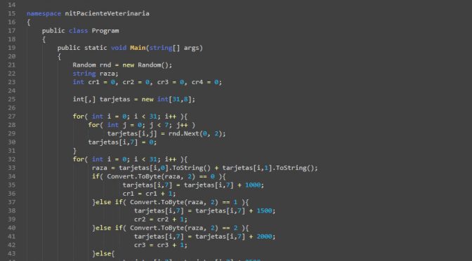 programacion en c#: nit paciente veterinaria